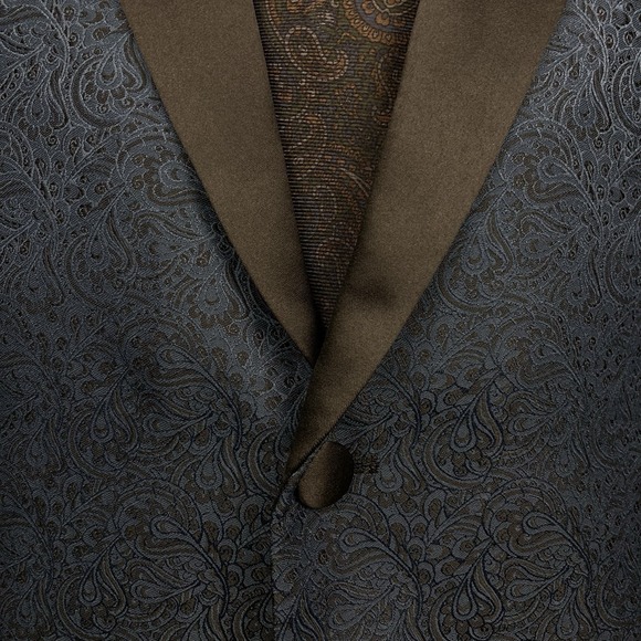 Jos A Bank Men's 44R Formal Dinner Jacket Blue Paisley Blazer Tuxedo Sport Coat - Picture 13 of 15